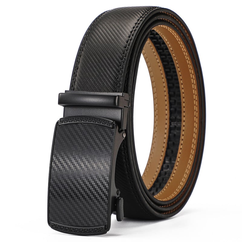 Eptchn Leather Ratchet Belt With Adjustable Buckle CrackSlick