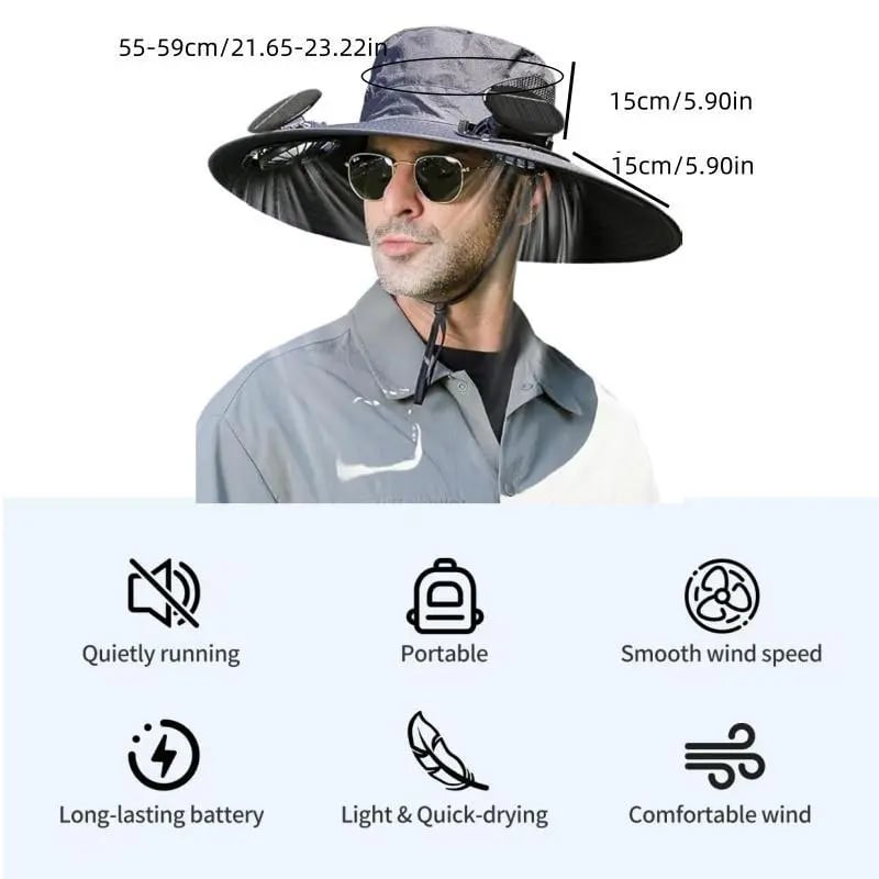 🎁Best father‘s Day Gifts❤2025 New Ultralight Solar Fan Sun Hat – Lighter Than a Baseball!⚾(Only 11oz)