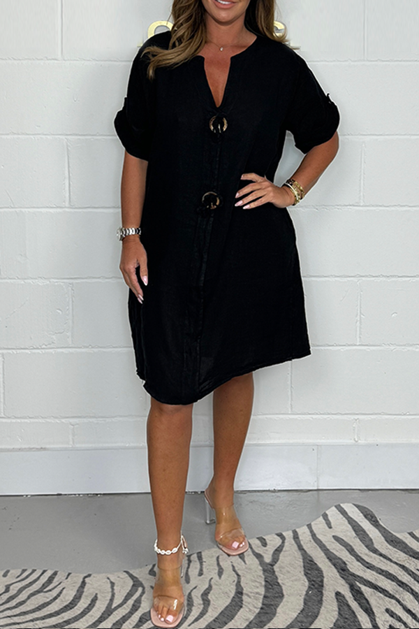 💖New Plus Size Button Up Tunic Dress