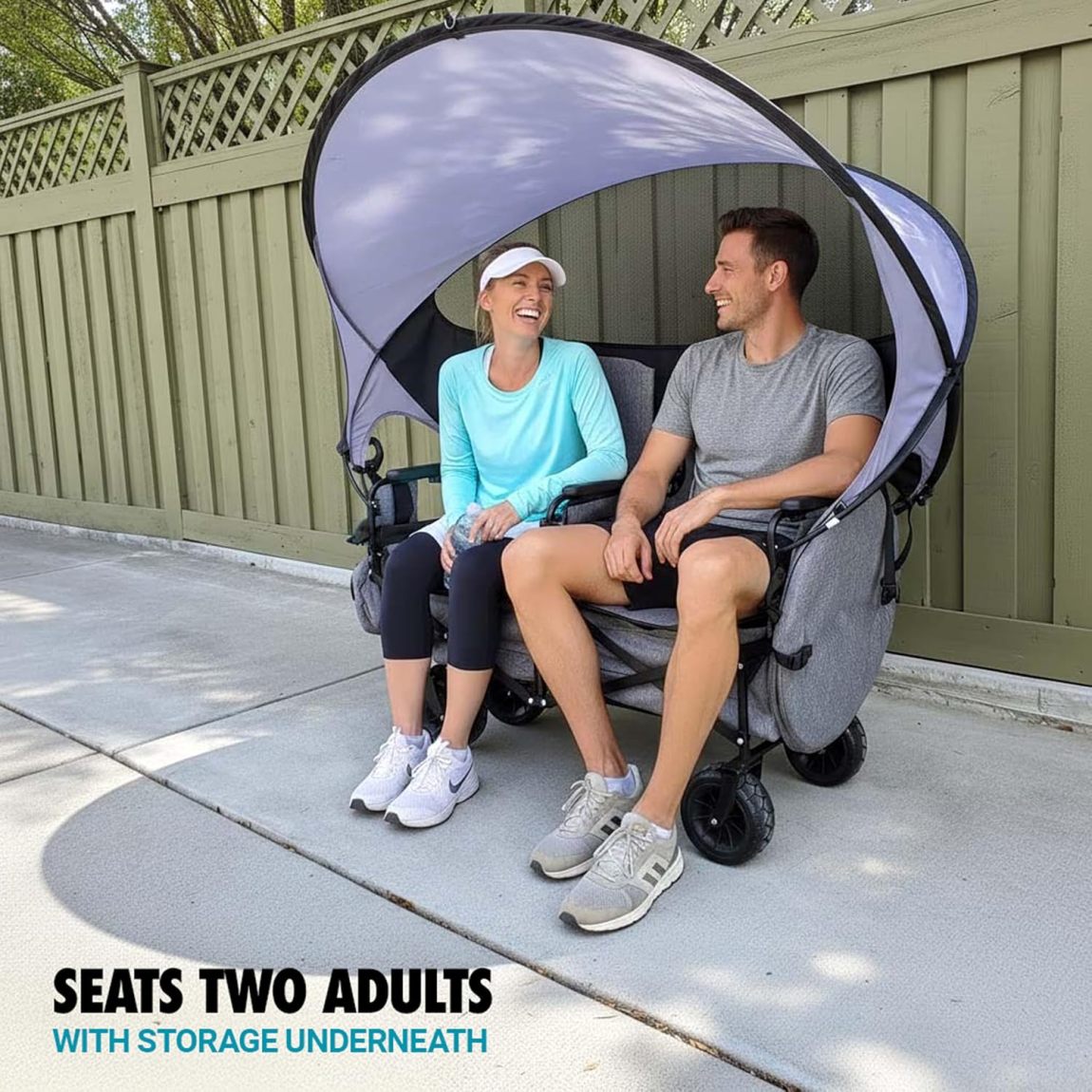 Voyager XL – Premium 2-Seater Folding Adventure Wagon with UPF 50+ SunShield Canopy, Hidden Under-Seat Cargo Vault & All-Terrain X-Grip Wheels