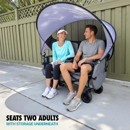 Voyager XL – Premium 2-Seater Folding Adventure Wagon with UPF 50+ SunShield Canopy, Hidden Under-Seat Cargo Vault & All-Terrain X-Grip Wheels