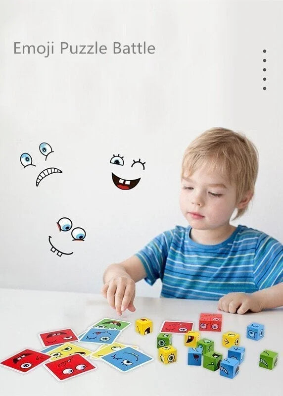 🎁2025 Parent-child Interactive Games Face-Changing Magic Cube Building Blocks