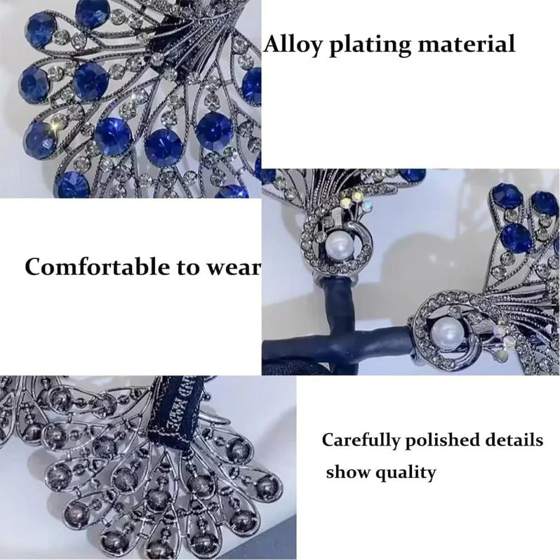 Crystal Leaf Hair Clip｜Vintage-Inspired Rhinestone Ponytail Holder