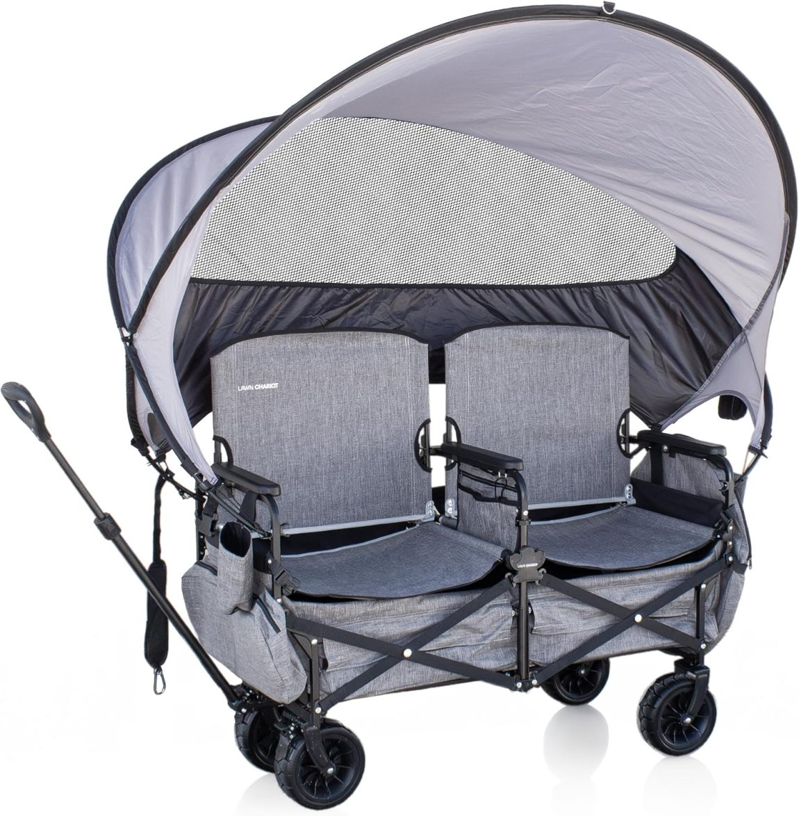 Voyager XL – Premium 2-Seater Folding Adventure Wagon with UPF 50+ SunShield Canopy, Hidden Under-Seat Cargo Vault & All-Terrain X-Grip Wheels