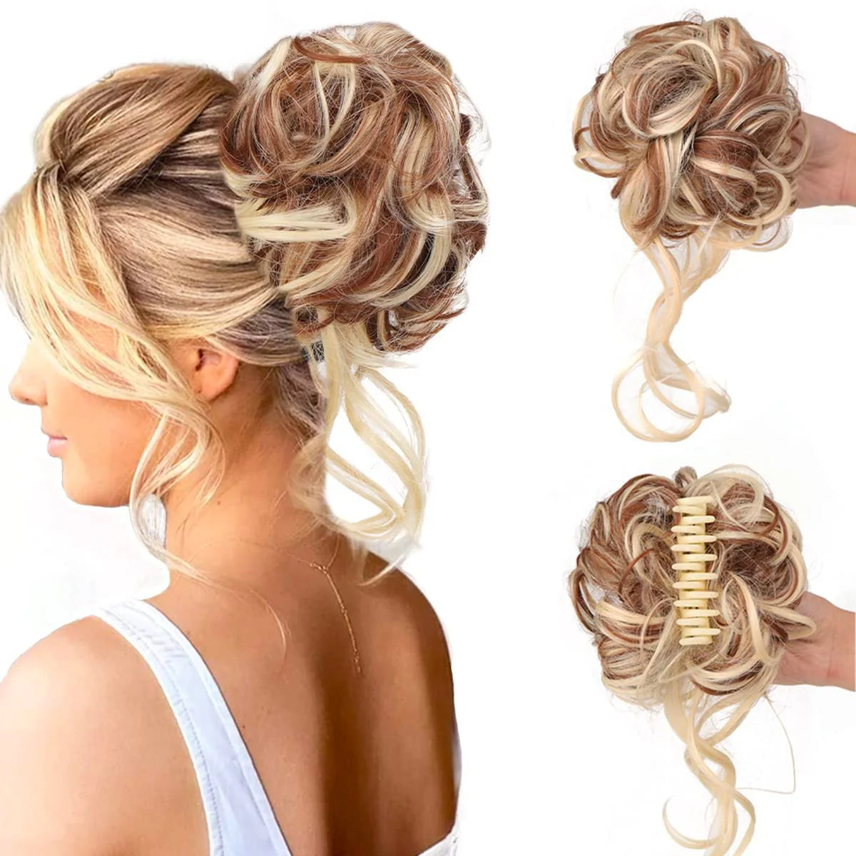 Curly Bun Hair Claw Clips