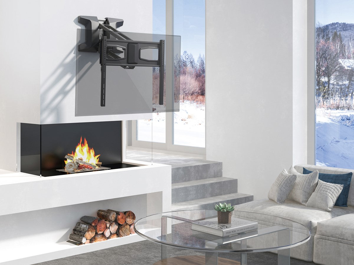 Motorized Fireplace TV Wall Mount for 37"–80" TVs | Remote-Control Pull-Down Full Motion Bracket