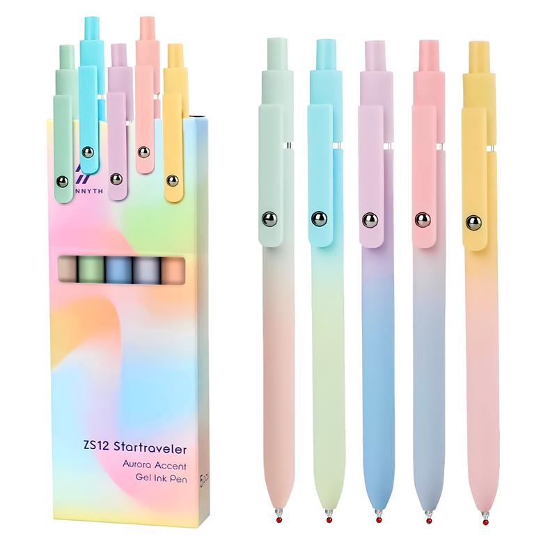 5-Piece Gradient Gel Pen Set – 0.5mm Quick-Dry Carbon Ink