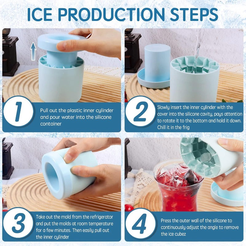 2-in-1 Silicone Ice Cube Maker & Storage Bucket