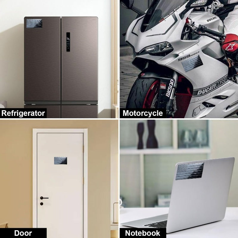 3D Blackout Aluminum American Flag Emblem Pair – Weatherproof Adhesive Badges