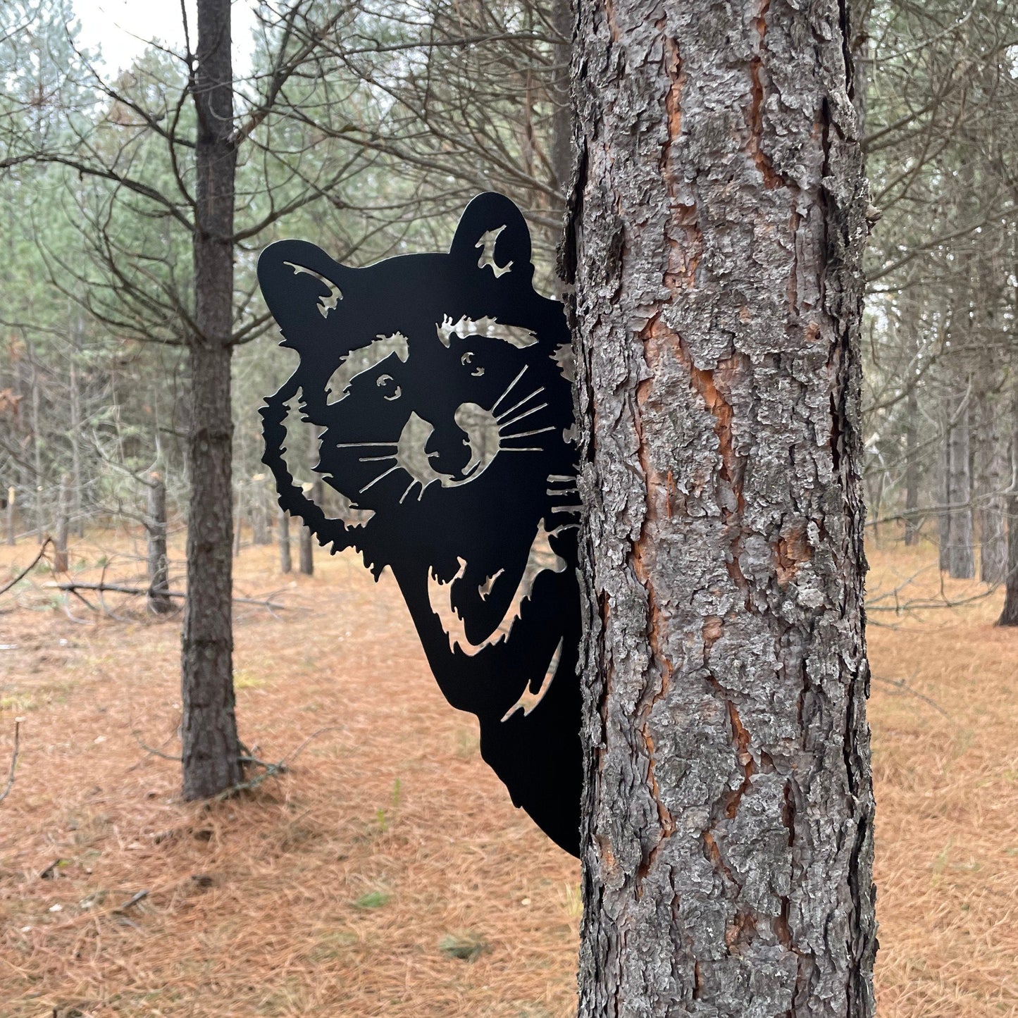 Peek-a-Boo Flipping Off Bigfoot Metal Sign