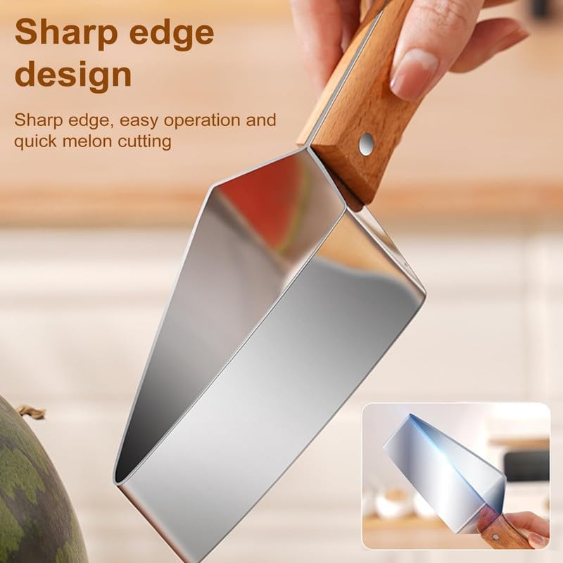 tri-blade watermelon slicer with wood handle