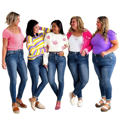 2025 MONROE Mid-Rise Vintage Wash Boyfriend Fit Jeans