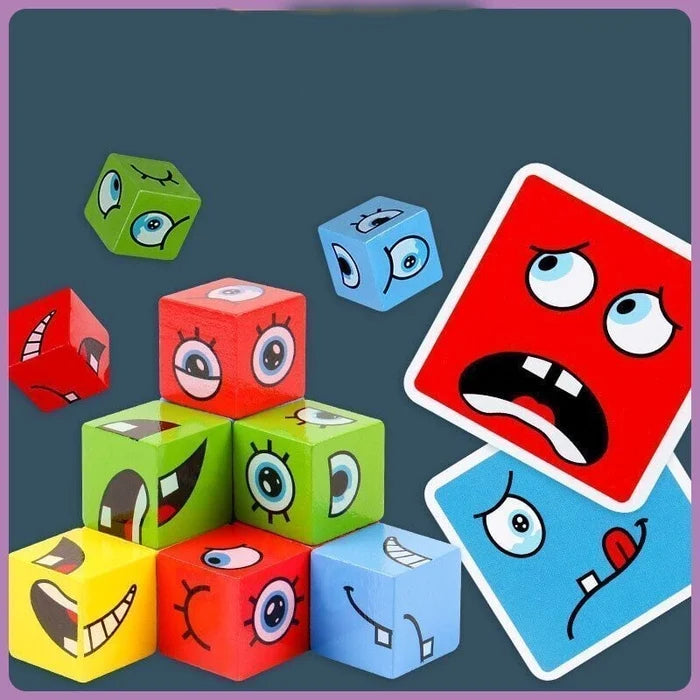 🎁2025 Parent-child Interactive Games Face-Changing Magic Cube Building Blocks