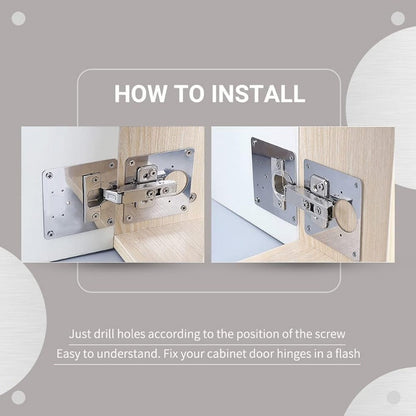 Stainless Steel Cabinet Hinge Repair Kit – Universal Mounting Plates with Screws