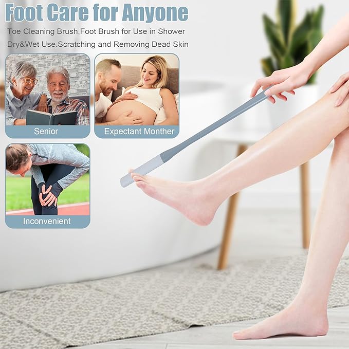 🎁49%OFF🔥(2PCS/ SET) Long Handled Silicone Toe Crevice Cleaning Brush & Exfoliating Brush