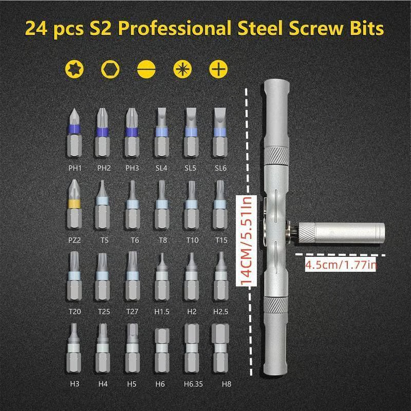 (🔥Summer Hot Sale- 30% OFF) 24 in 1 DlY Screwdriver Set Magnetic Compact and Portable Ratchet Screwdriver