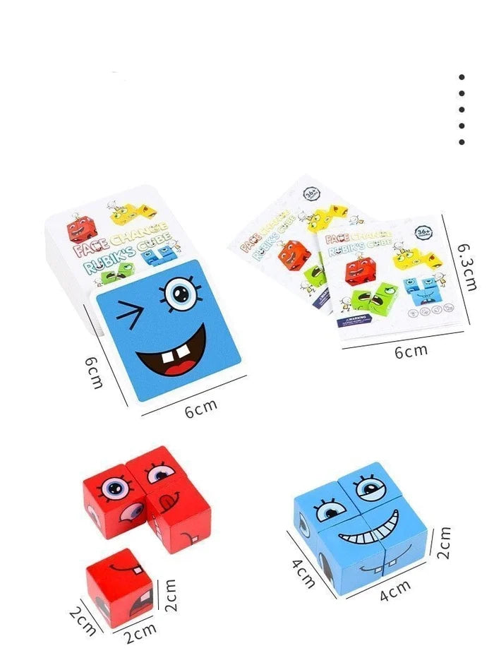 🎁2025 Parent-child Interactive Games Face-Changing Magic Cube Building Blocks