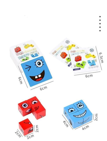 🎁2025 Parent-child Interactive Games Face-Changing Magic Cube Building Blocks