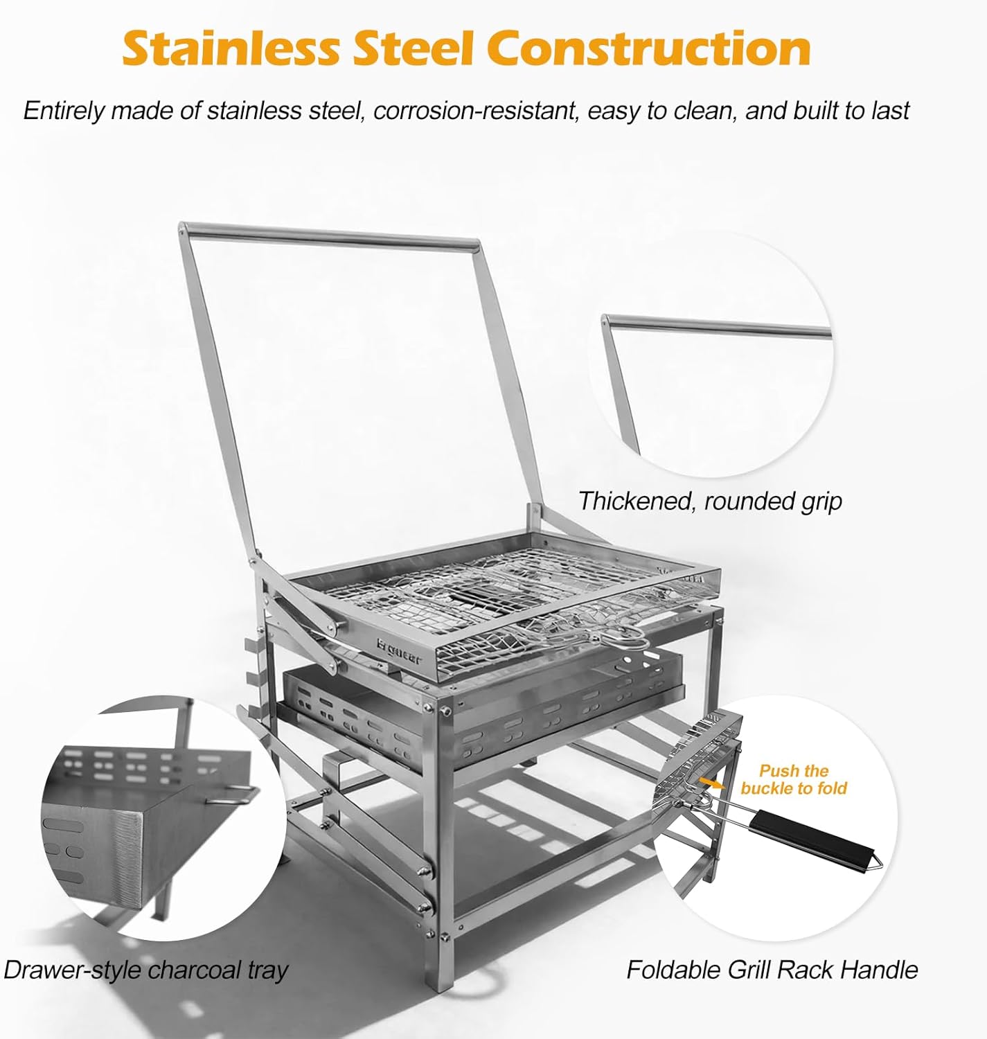🔥 Adjustable Charcoal Rotating Grill