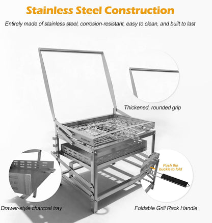 🔥 Adjustable Charcoal Rotating Grill