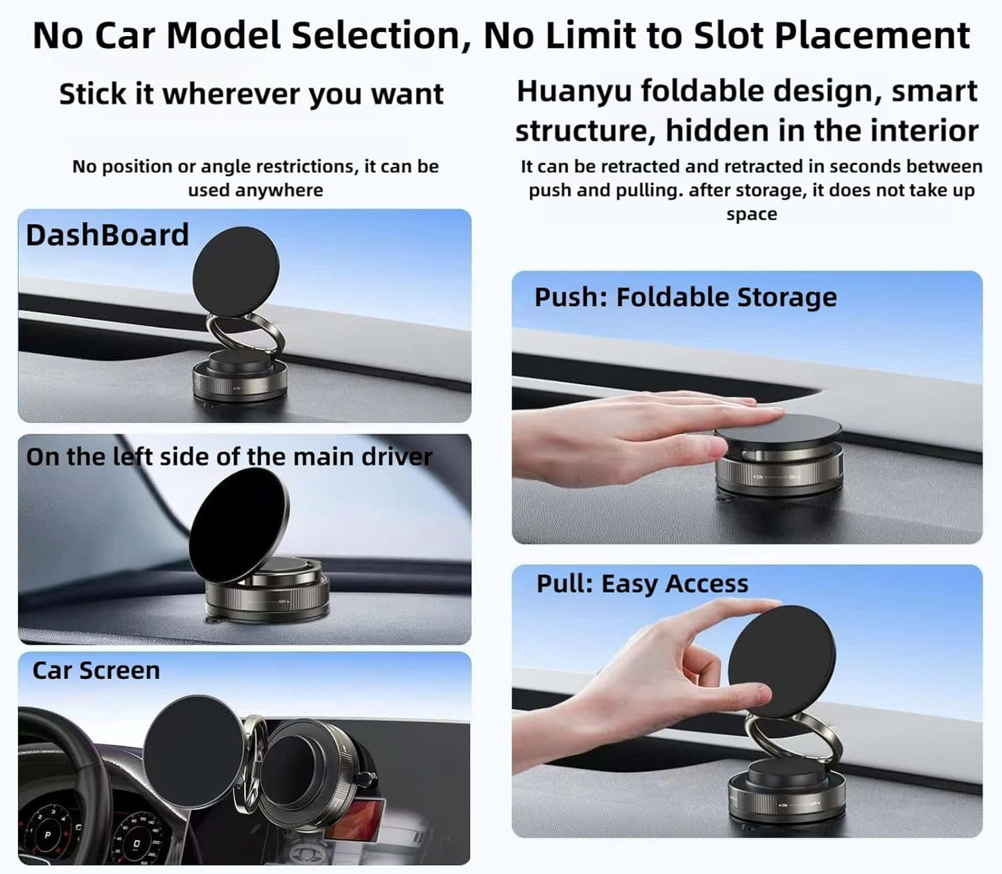 360° Magnetic Suction Phone Mount – Foldable Dual-Axis Stand for Car, Desk & Travel