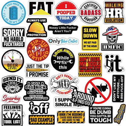 🔥123Pcs Blue Collar Funny Stickers 👷‍♂️