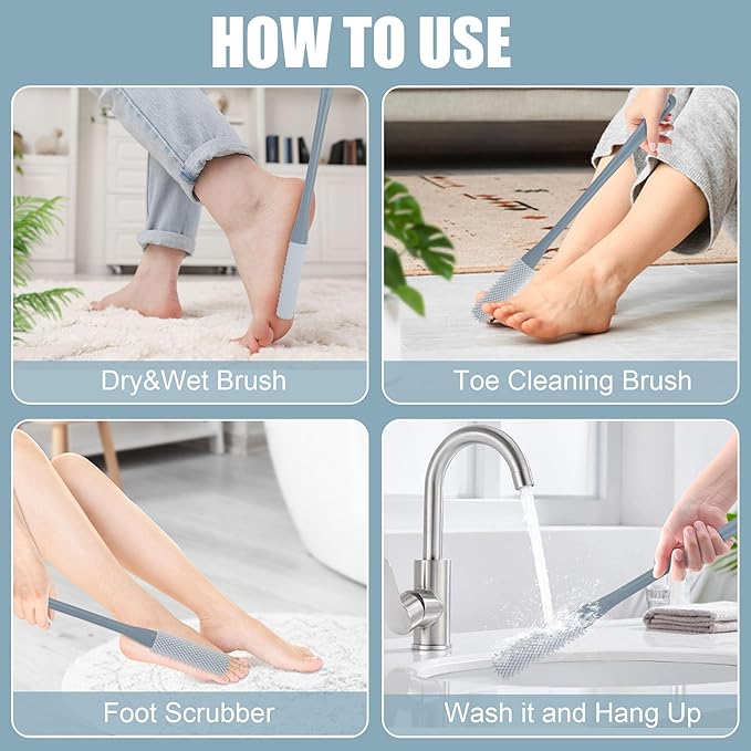 🎁49%OFF🔥(2PCS/ SET) Long Handled Silicone Toe Crevice Cleaning Brush & Exfoliating Brush