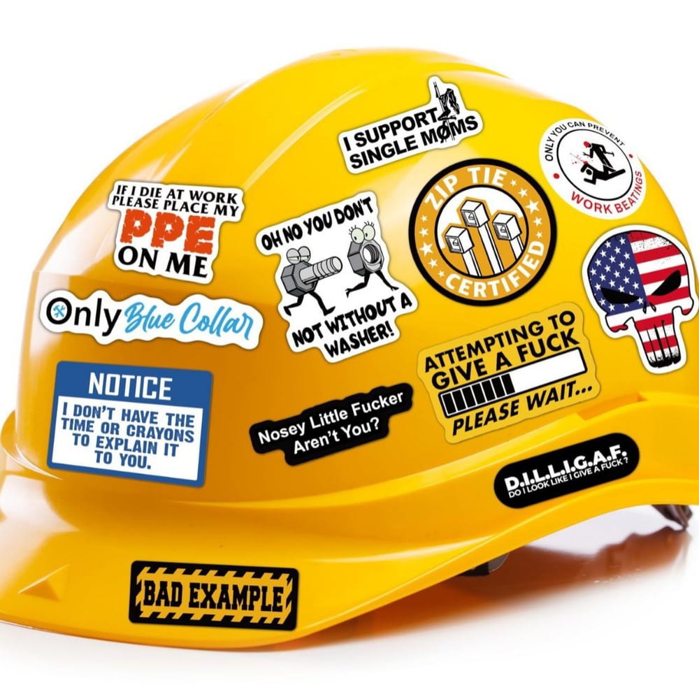🔥123Pcs Blue Collar Funny Stickers 👷‍♂️