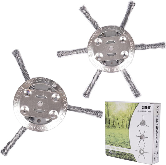6" Twisted Wire Weed Brush – Steel Trimmer Head for 5 mm Shaft Electric Grass Cutters