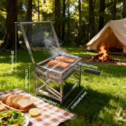 🔥 Adjustable Charcoal Rotating Grill