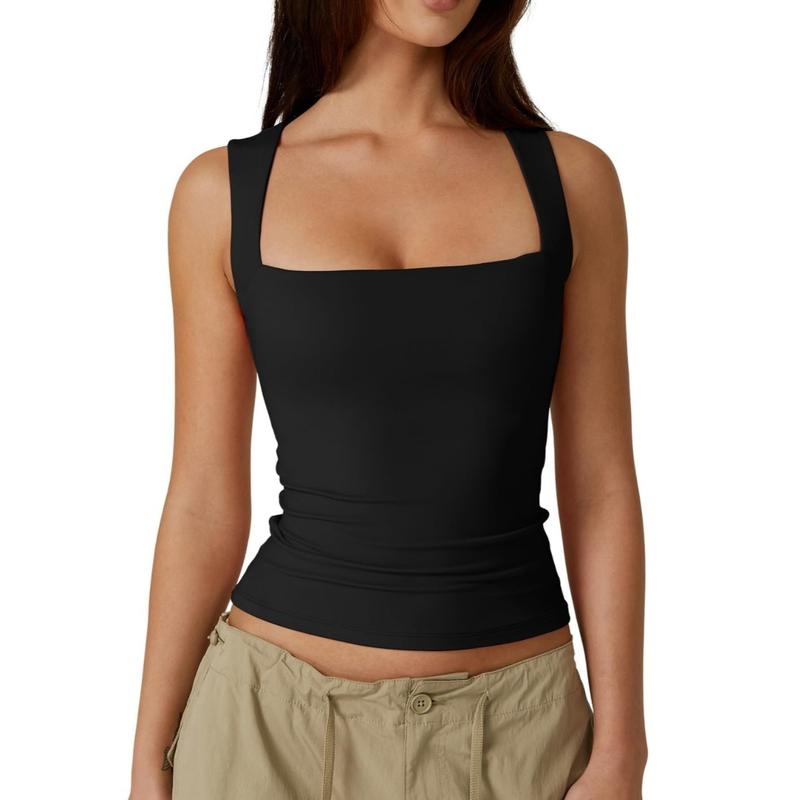 Women’s Square Neck Sleeveless Tank Top – Soft, Stretchy & Chic
