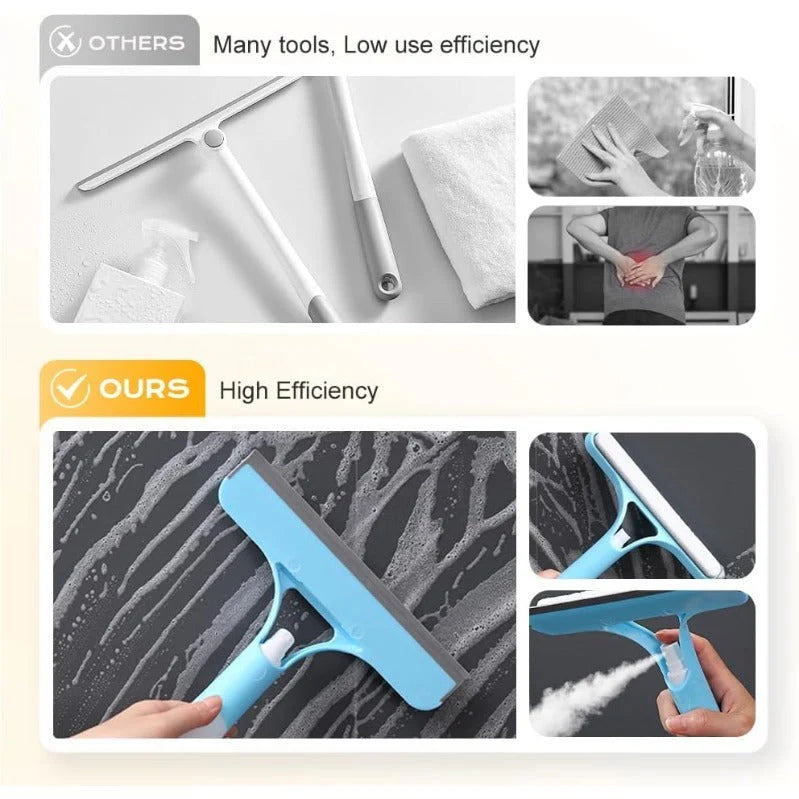 Spray-Scrub-Squeegee All-in-One Glass Cleaner