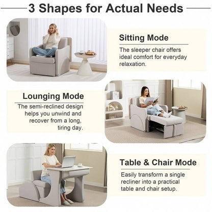 3-in-1 Convertible Sleeper Chair Sofa Bed – Adjustable Armchair with Pull-Out Bed