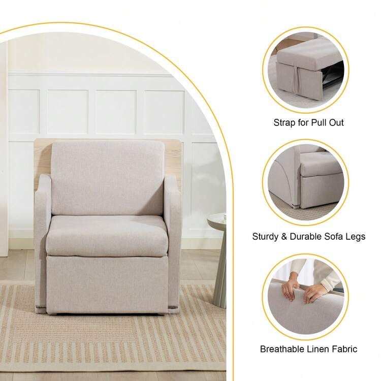 3-in-1 Convertible Sleeper Chair Sofa Bed – Adjustable Armchair with Pull-Out Bed