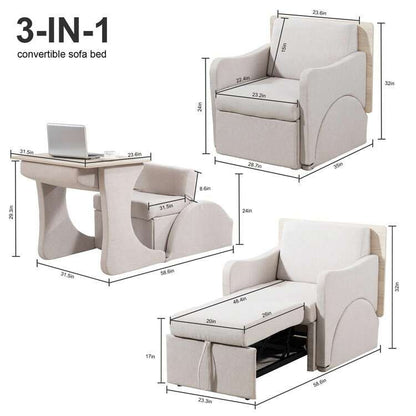3-in-1 Convertible Sleeper Chair Sofa Bed – Adjustable Armchair with Pull-Out Bed