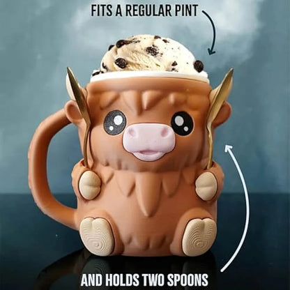 (🎁Last Day 49% OFF)🐮Ferdinand, the Highland Cow Ice Cream Pint Holder🍨🍦🍧