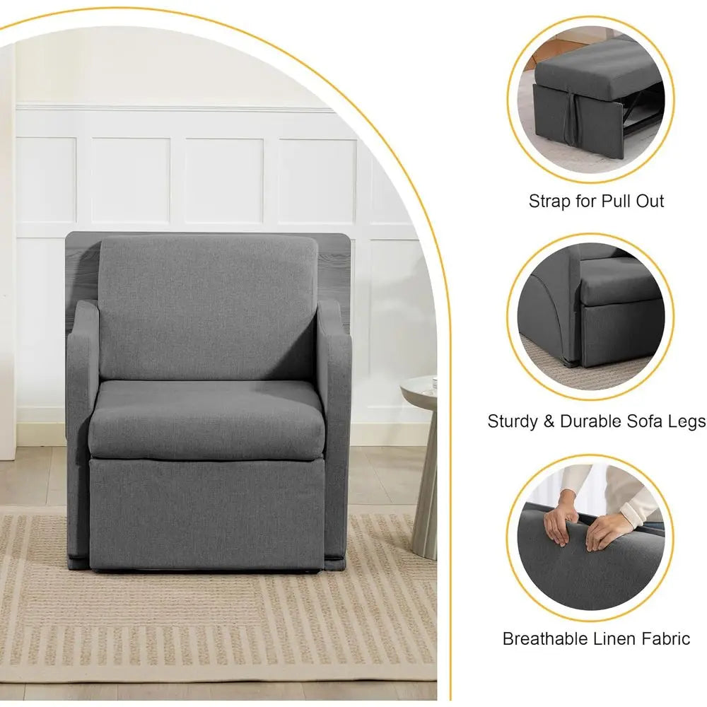 3-in-1 Convertible Sleeper Chair Sofa Bed – Adjustable Armchair with Pull-Out Bed