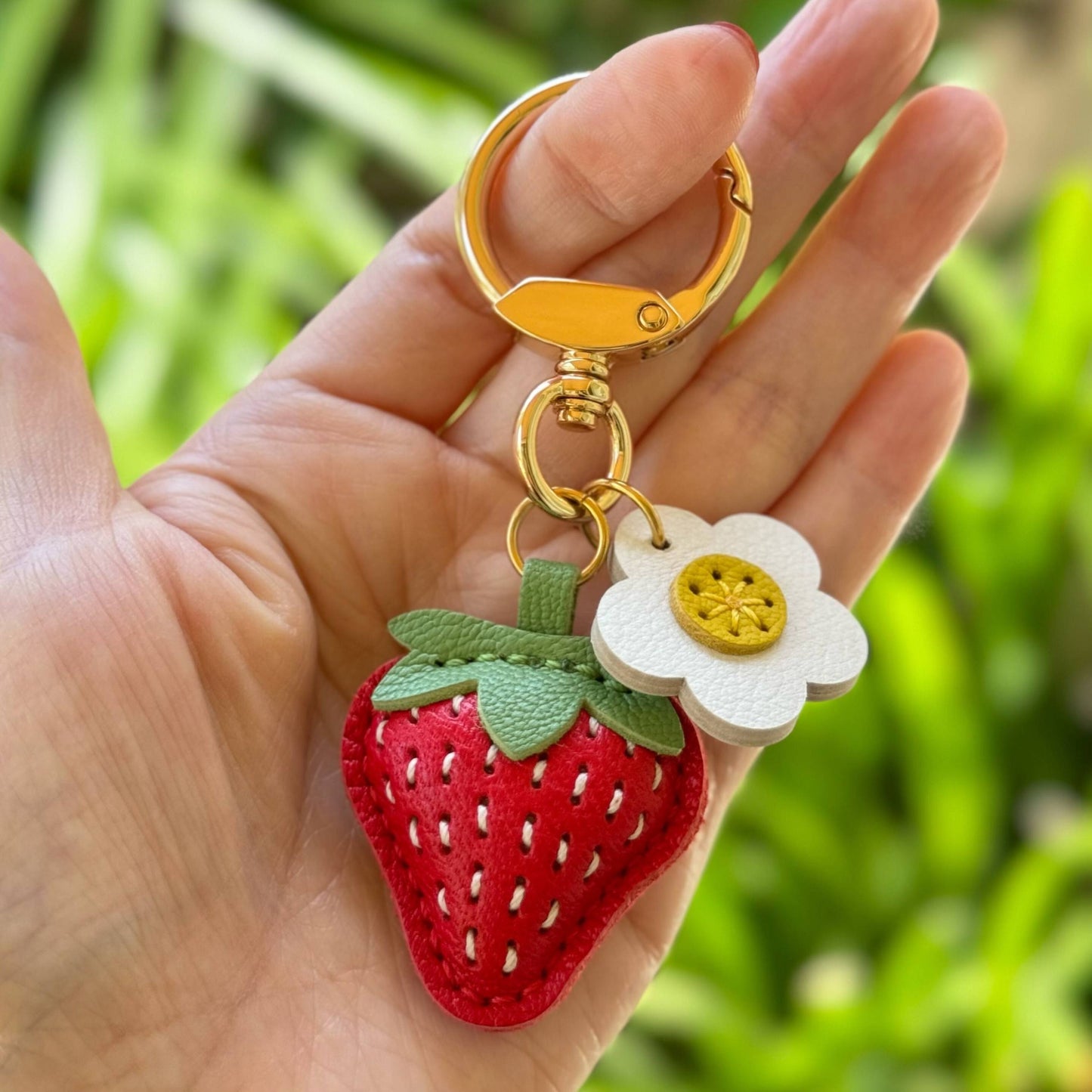 🍊🌼Leather Fruit And Flower Key Fob