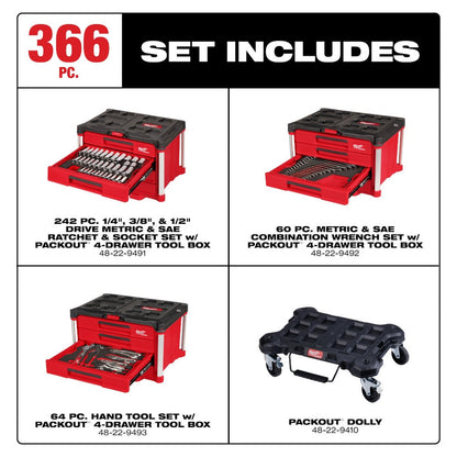 🔥Limited Time Offer✨ 366-pc Master Mechanics Hand Tool Set with Drawers and Dolly