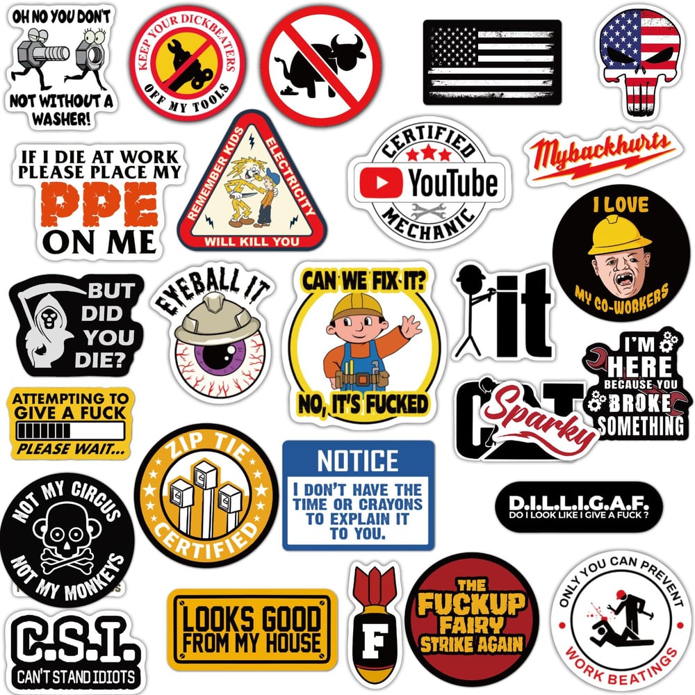 🔥123Pcs Blue Collar Funny Stickers 👷‍♂️