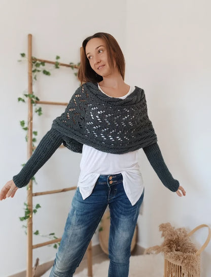 Knitted Cable Wrap, Shrugs For Women, Knitted Wrap
