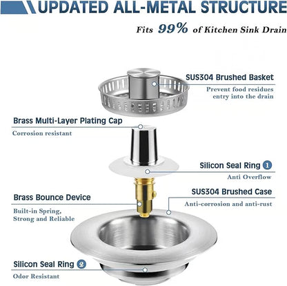 🔥LAST DAY 49% OFF-Upgraded 3 in 1 Kitchen Sink Drain Strainer