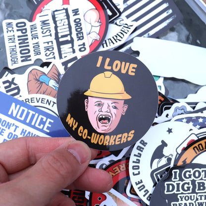 🔥123Pcs Blue Collar Funny Stickers 👷‍♂️