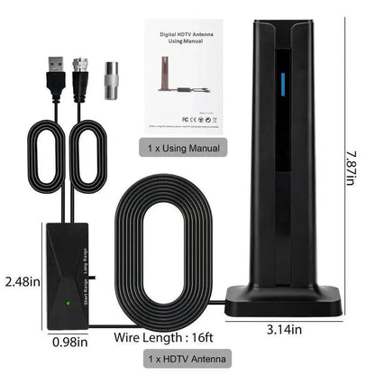 4K/1080P Indoor HDTV Antenna ✦ 120-Mile 360° Signal Booster