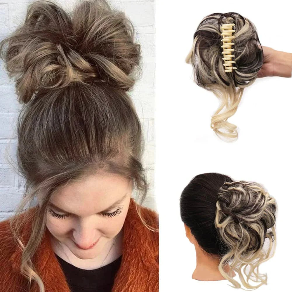 Curly Bun Hair Claw Clips