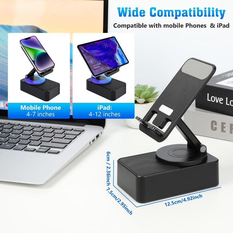 3-in-1 Foldable Bluetooth Speaker Stand with Power Bank