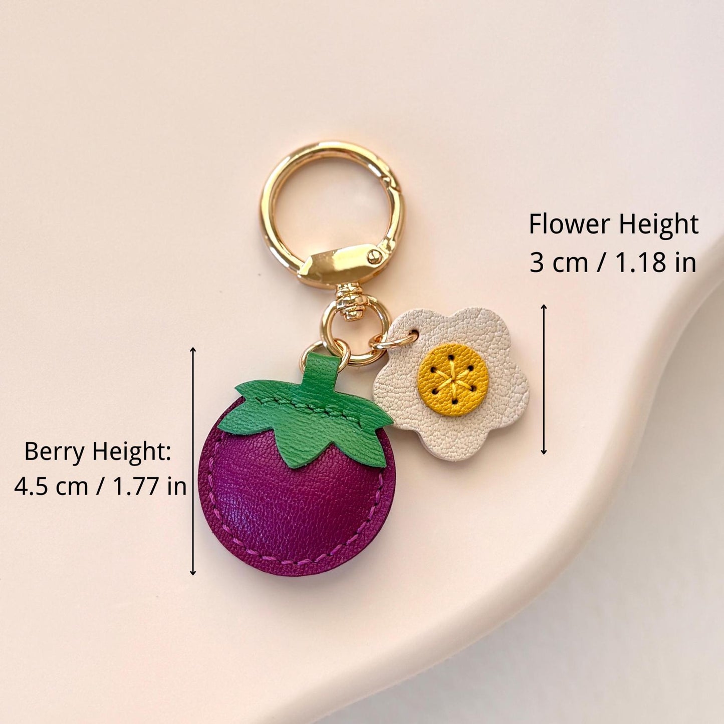 🍊🌼Leather Fruit And Flower Key Fob