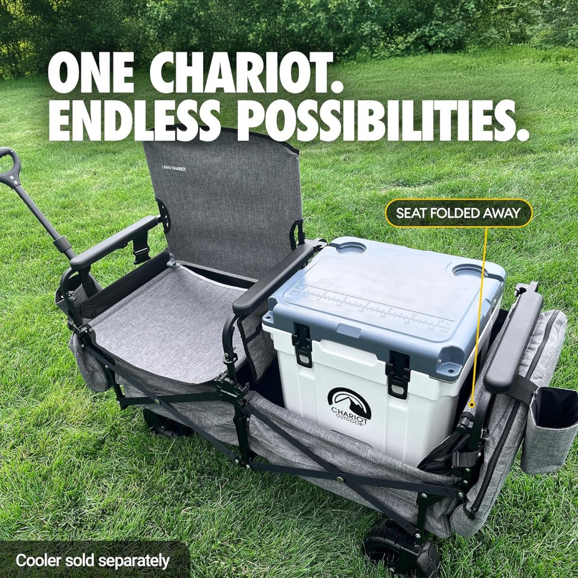 Voyager XL – Premium 2-Seater Folding Adventure Wagon with UPF 50+ SunShield Canopy, Hidden Under-Seat Cargo Vault & All-Terrain X-Grip Wheels