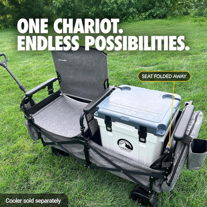 Voyager XL – Premium 2-Seater Folding Adventure Wagon with UPF 50+ SunShield Canopy, Hidden Under-Seat Cargo Vault & All-Terrain X-Grip Wheels
