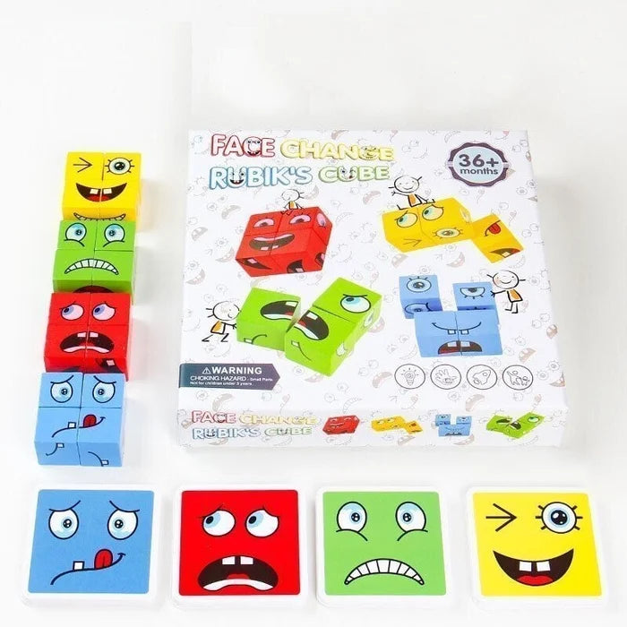 🎁2025 Parent-child Interactive Games Face-Changing Magic Cube Building Blocks